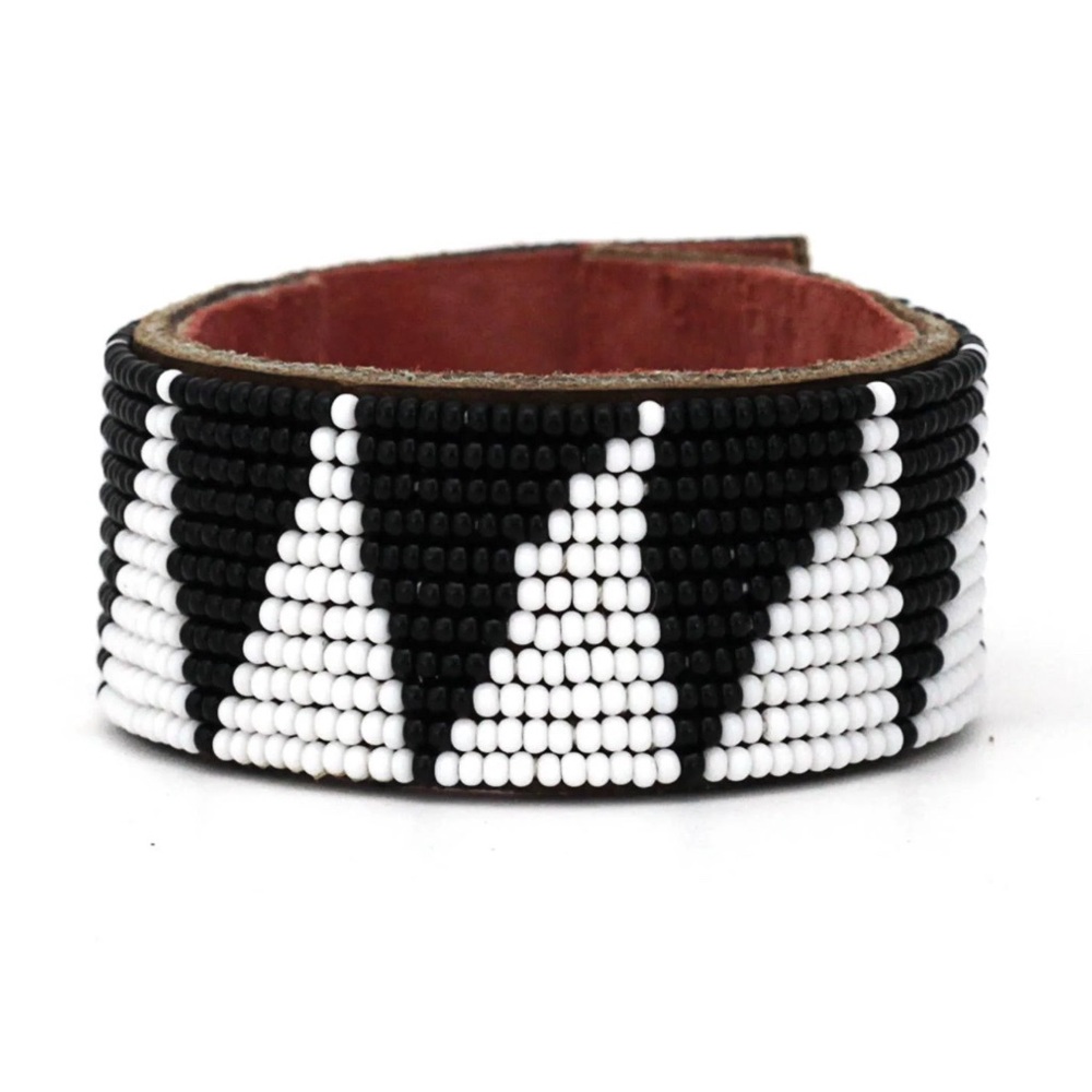 Medium Black Tri Leather Cuff